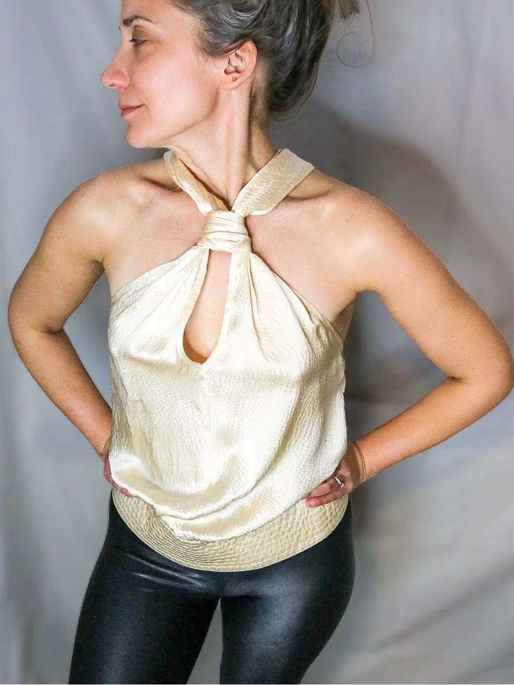 Vintage Tory Burch Silk Halter Top | Cream Knot Camisole | Sz 2
